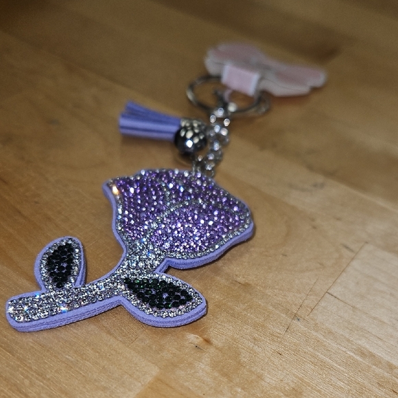 Sparkling Purple Rose Keychain - Picture 4 of 6